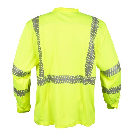 Cordova Hi-Vis Long Sleeve Shirt, 3, R, Polyester/Spandex, Lime, 4XL V5614XL